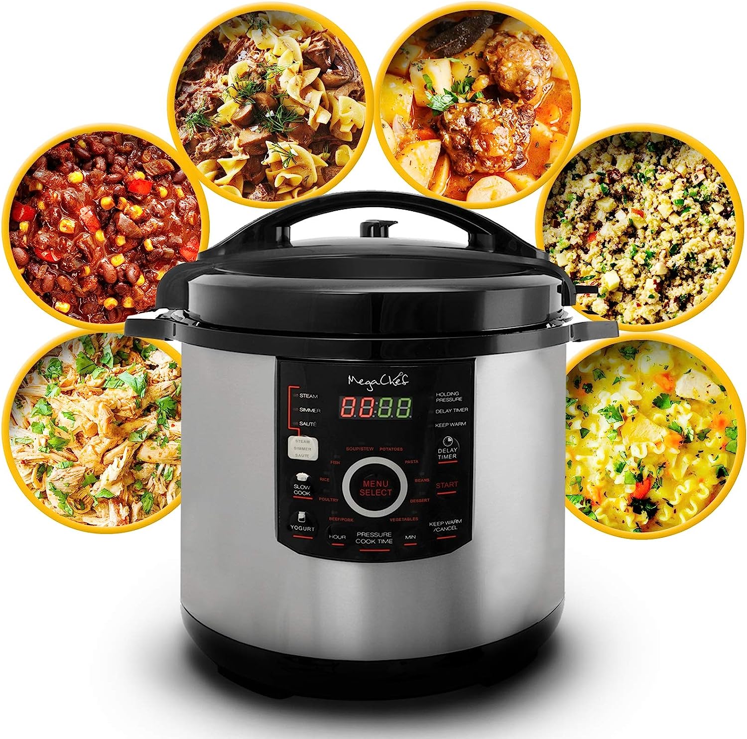 12-Quart Digital Pressure Cooker with 15 Preset Options and Glass Lid