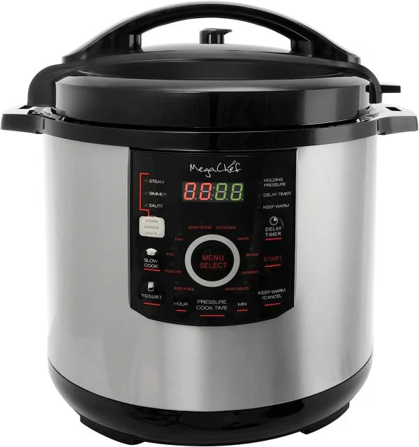 12-Quart Digital Pressure Cooker with 15 Preset Options and Glass Lid