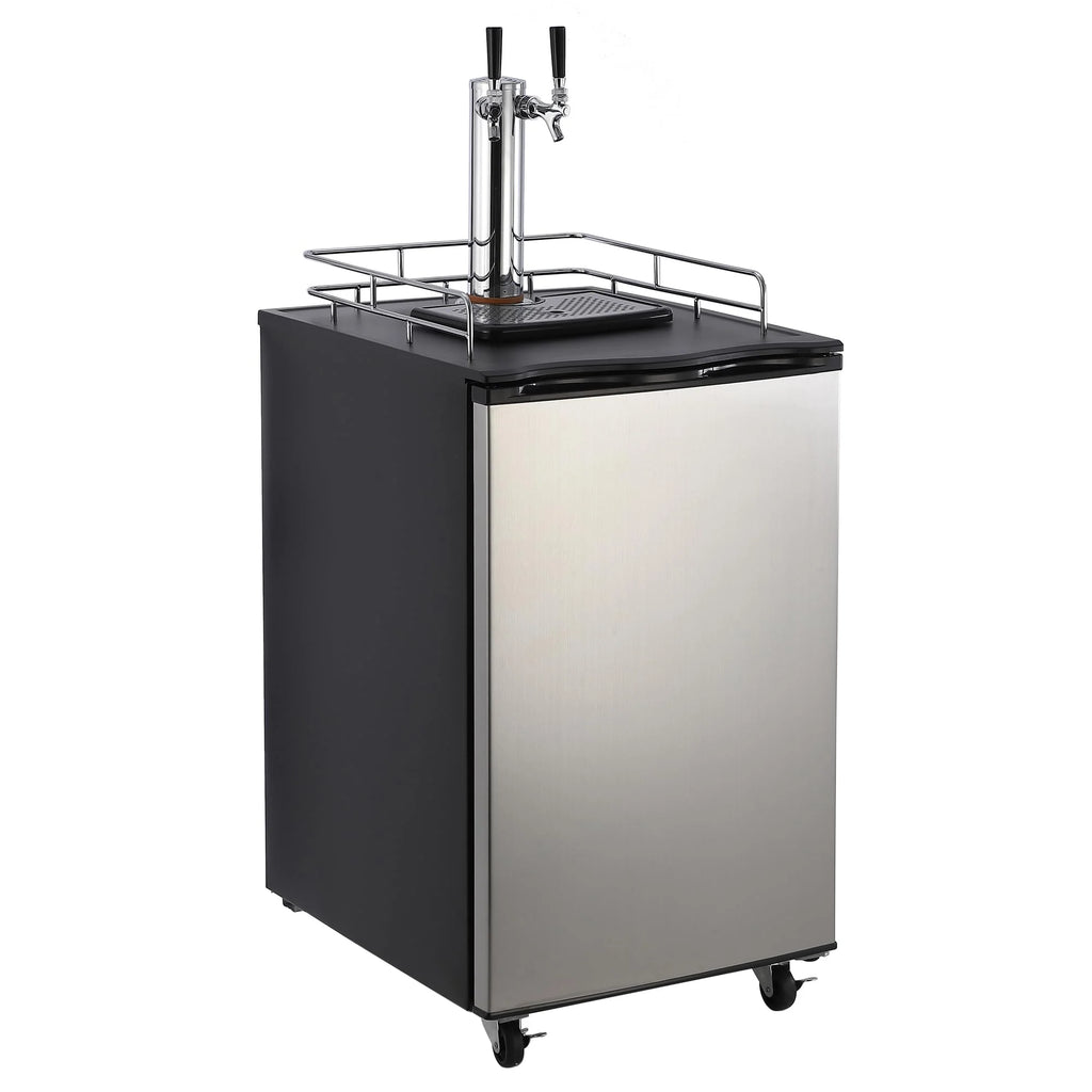170L Dual-Tap Stainless Steel Kegerator with Drip Tray