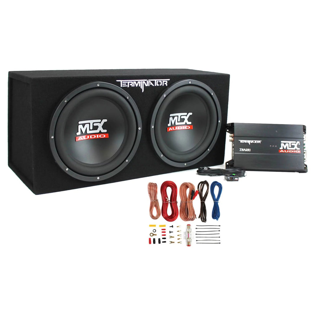 12-Inch 1200W Dual Car Subwoofer Package with Amplifier and Installation Kit