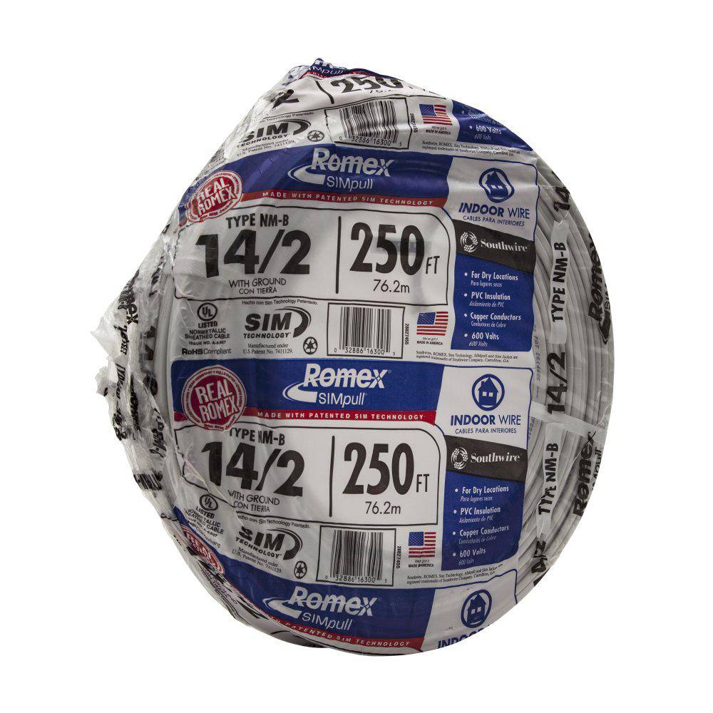 250-Ft. 14/2 Solid Copper NM-B Wire with Ground - Model 28827455