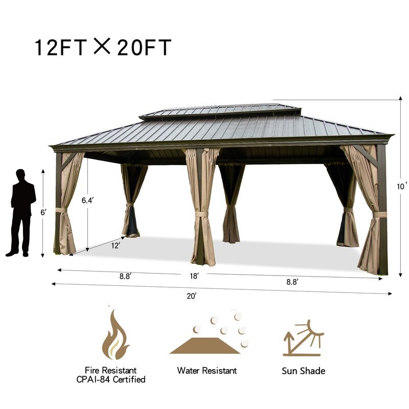 19.5-Ft. x 11-Ft. Galvanized Steel Patio Gazebo
