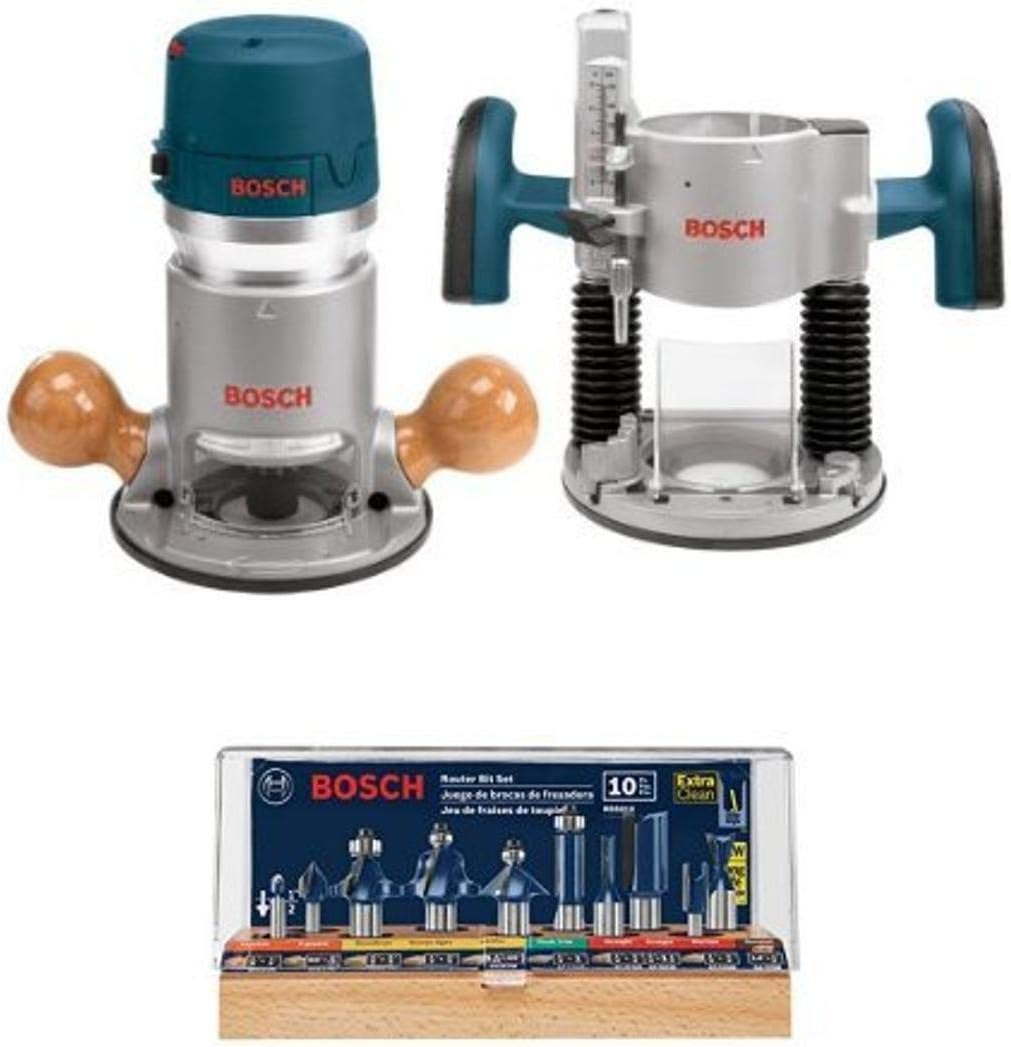 12A Wood Router Combo Kit with 2.25 HP Plunge and Fixed Bases