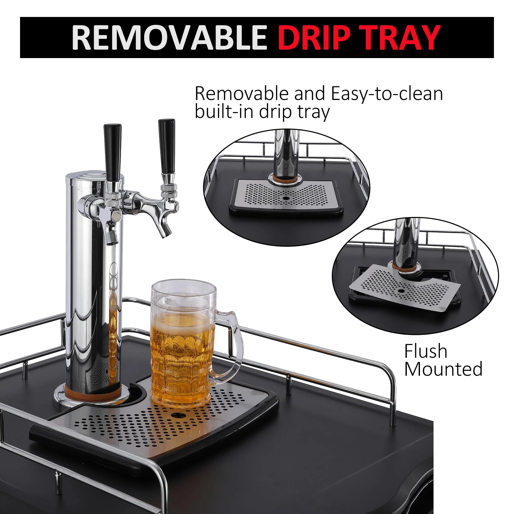170L Dual-Tap Stainless Steel Kegerator with Drip Tray