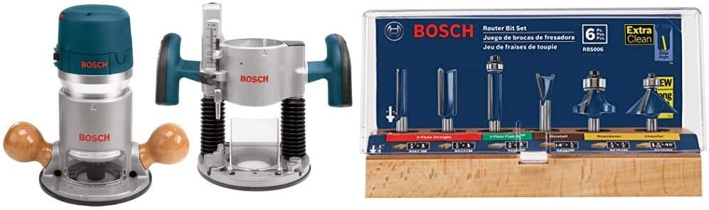 12A Wood Router Combo Kit with 2.25 HP Plunge and Fixed Bases