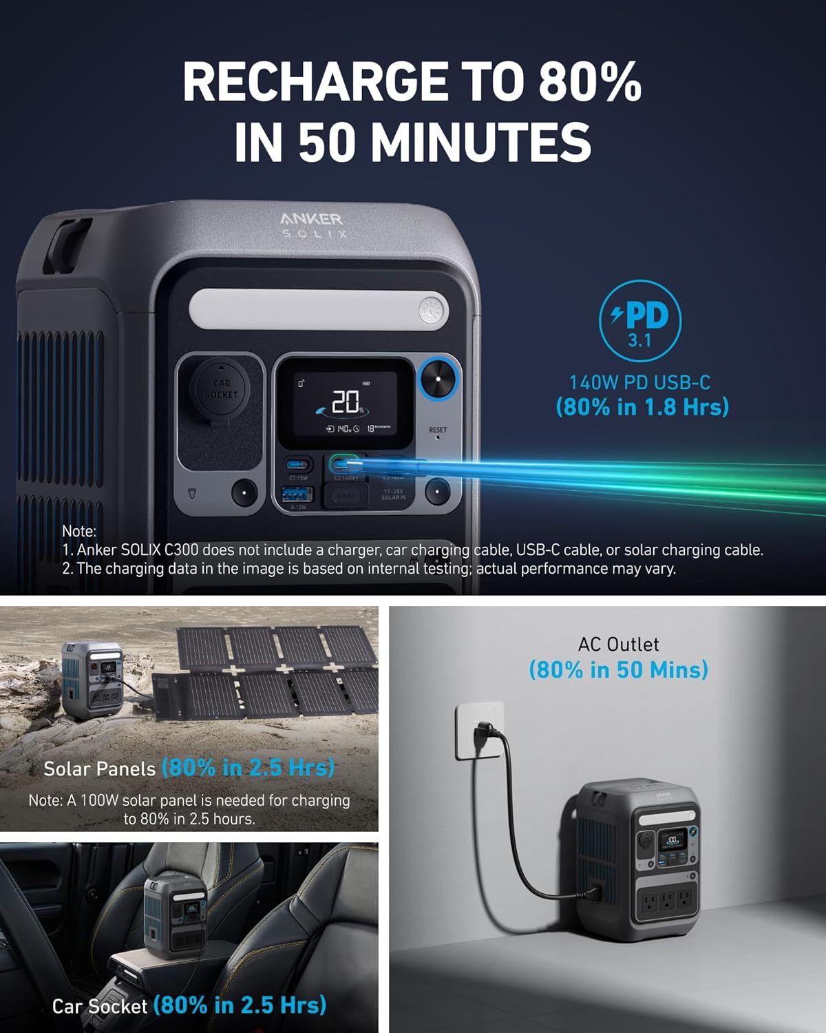 288Wh Portable Power Station - Model C300