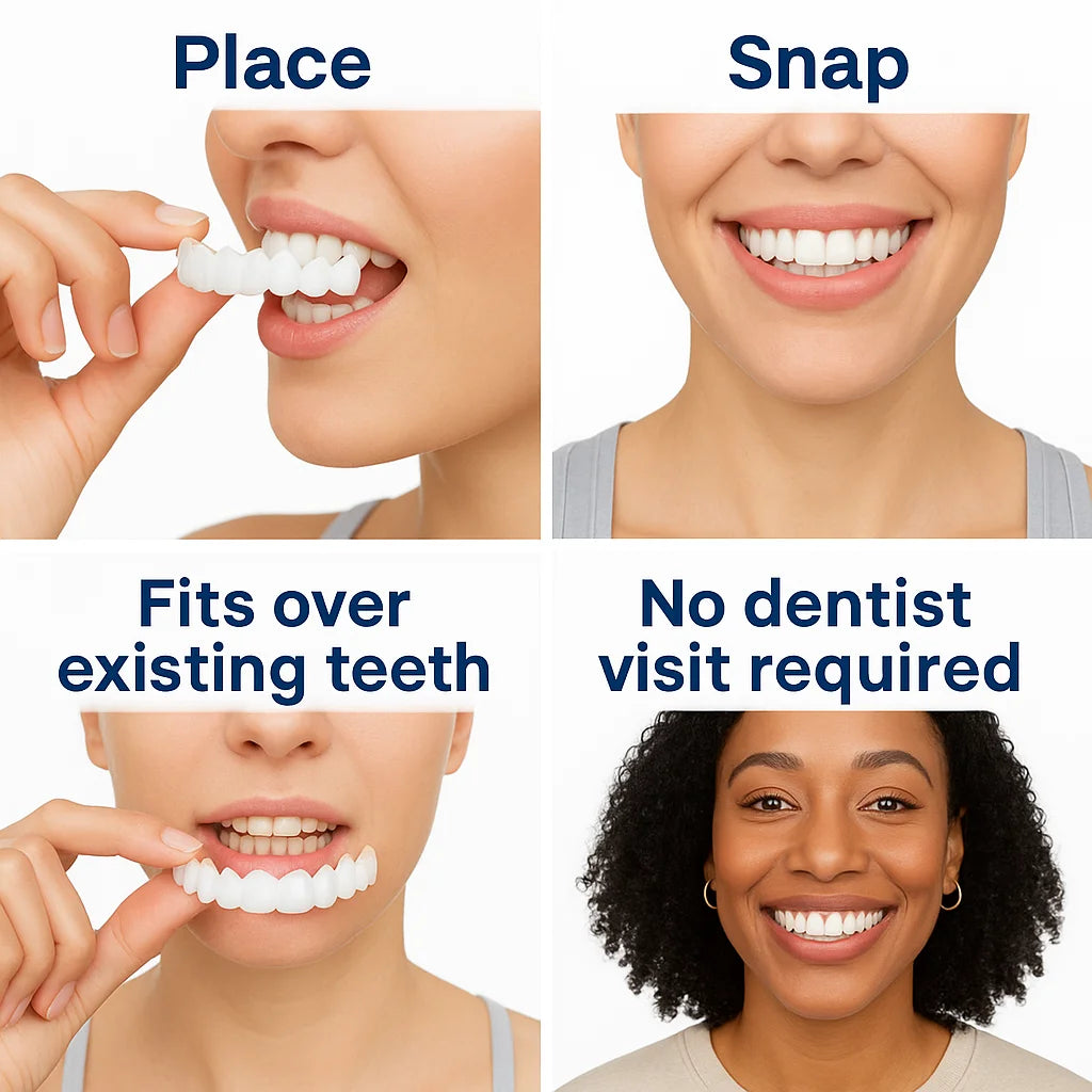 StoreTom Unisex Snap-On Veneers | Natural Look | Instant Smile | BPA-Free| 1 pair (Uper and lower)