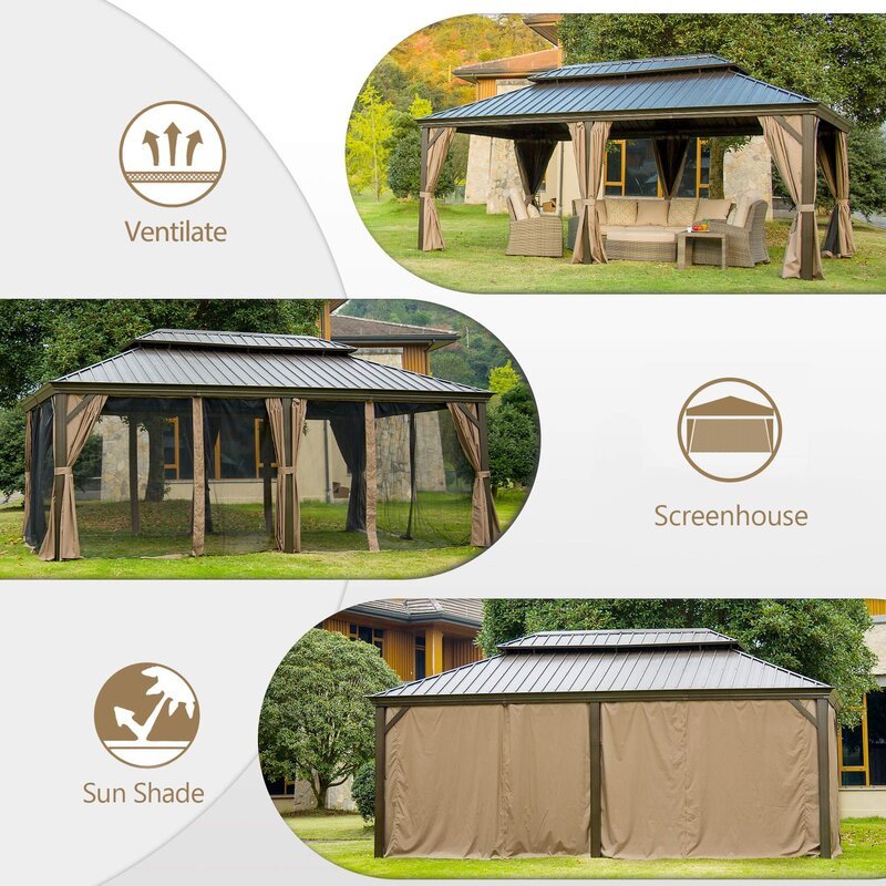 19.5-Ft. x 11-Ft. Galvanized Steel Patio Gazebo