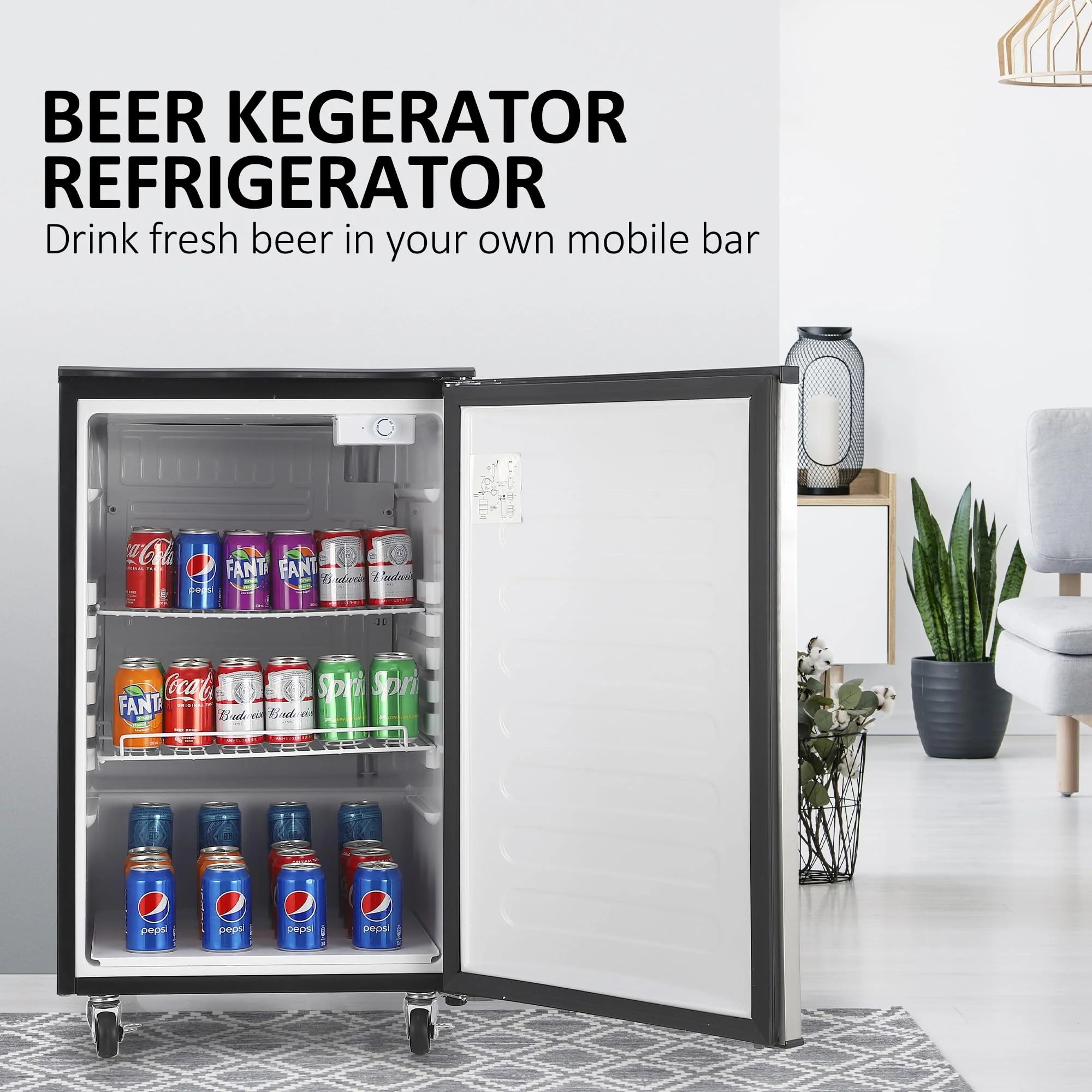 170L Dual-Tap Stainless Steel Kegerator with Drip Tray