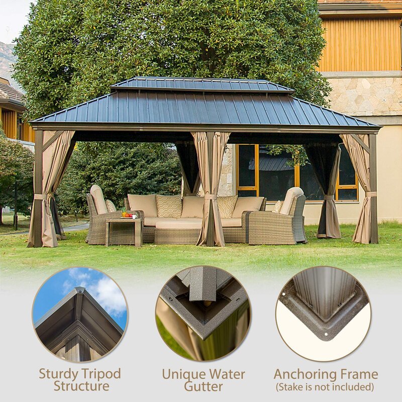 19.5-Ft. x 11-Ft. Galvanized Steel Patio Gazebo
