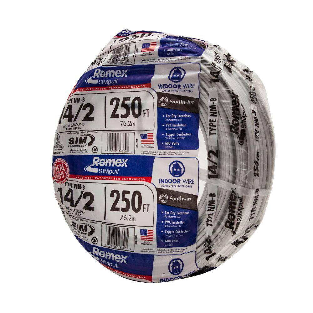 250-Ft. 14/2 Solid Copper NM-B Wire with Ground - Model 28827455